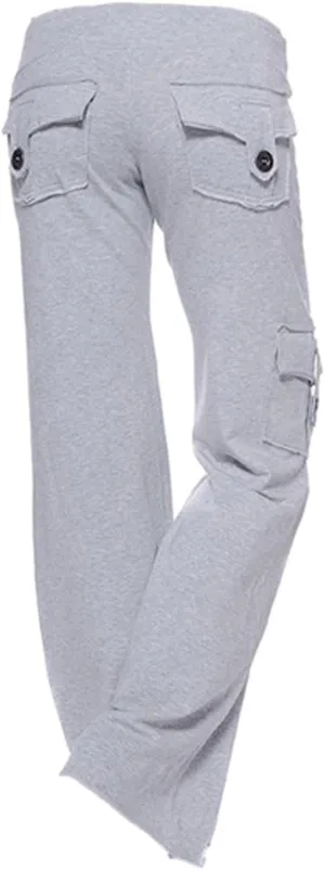 2025 Womens Yoga Leggings Cargo Pants Stretchy Drawstring Elastic Waist Loose Trousers Side Pockets Wide Leg Yoga Leggings