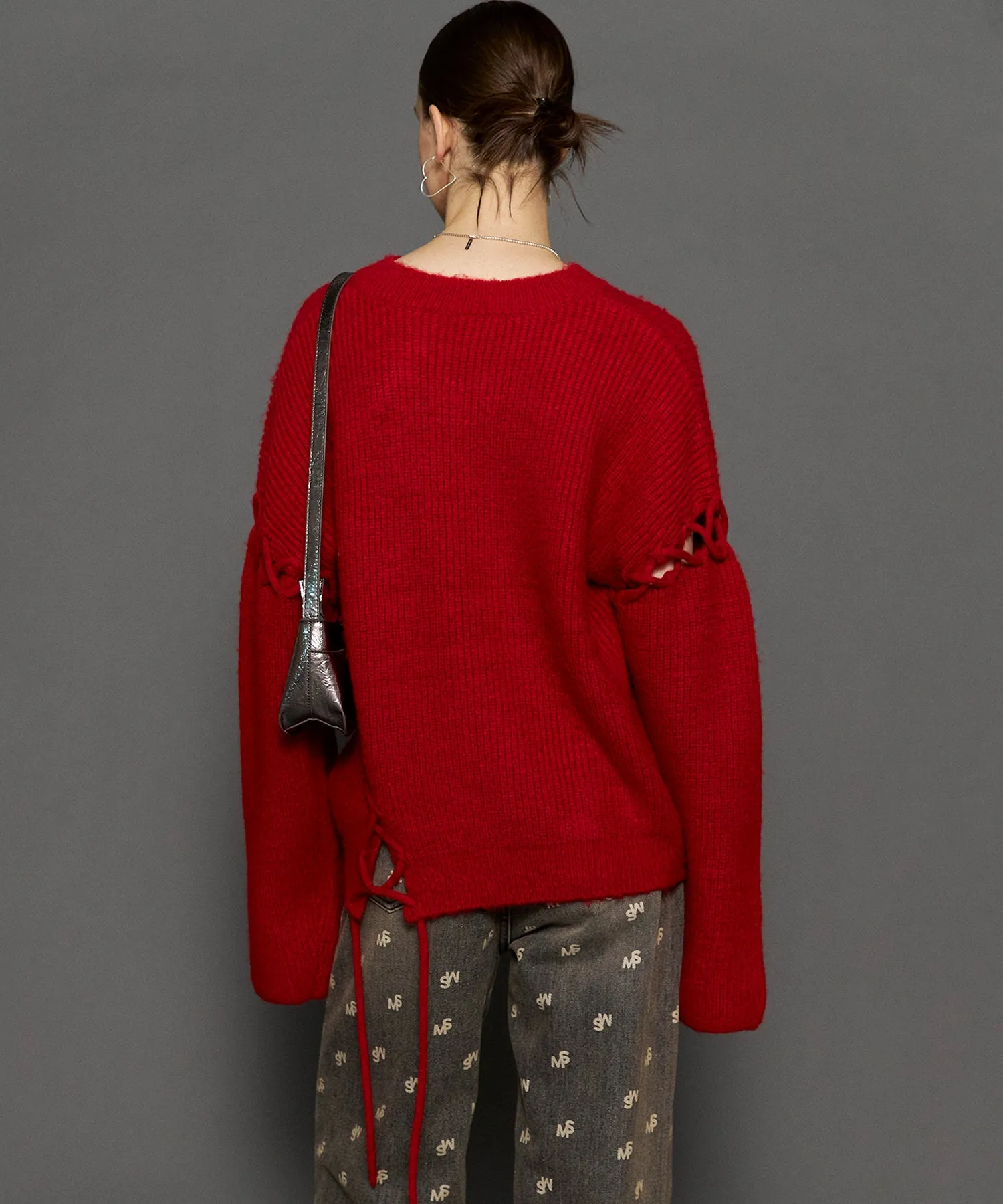 【24WINTER PRE-ORDER】Lace Up Knit Tops