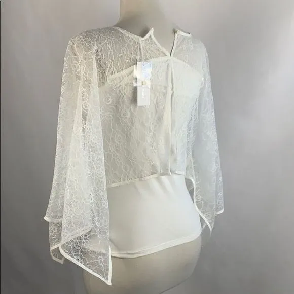 AnnFontaineWhite Lace Overlay Top NEW