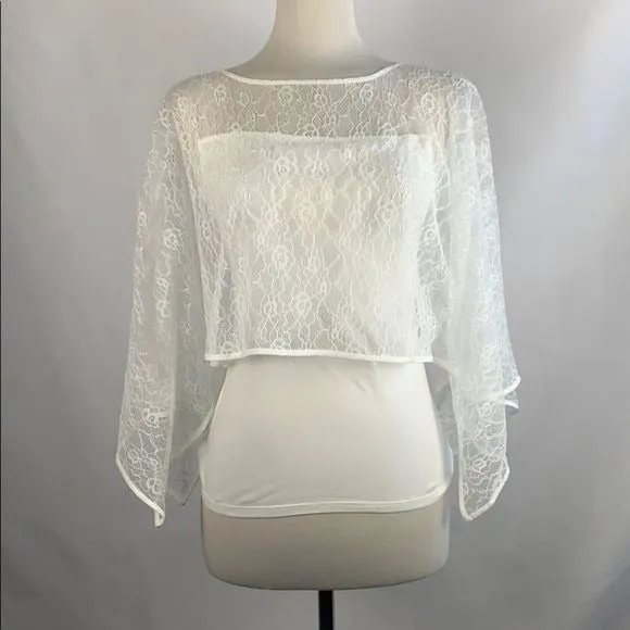 AnnFontaineWhite Lace Overlay Top NEW