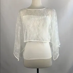 AnnFontaineWhite Lace Overlay Top NEW