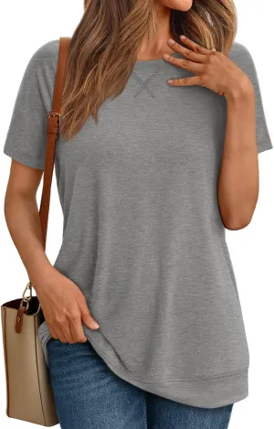 AUTOMET T Shirts Short Sleeve Crewneck Tees for Women Trendy Lightweight Soft Casual Summer Tops Clothes 2025