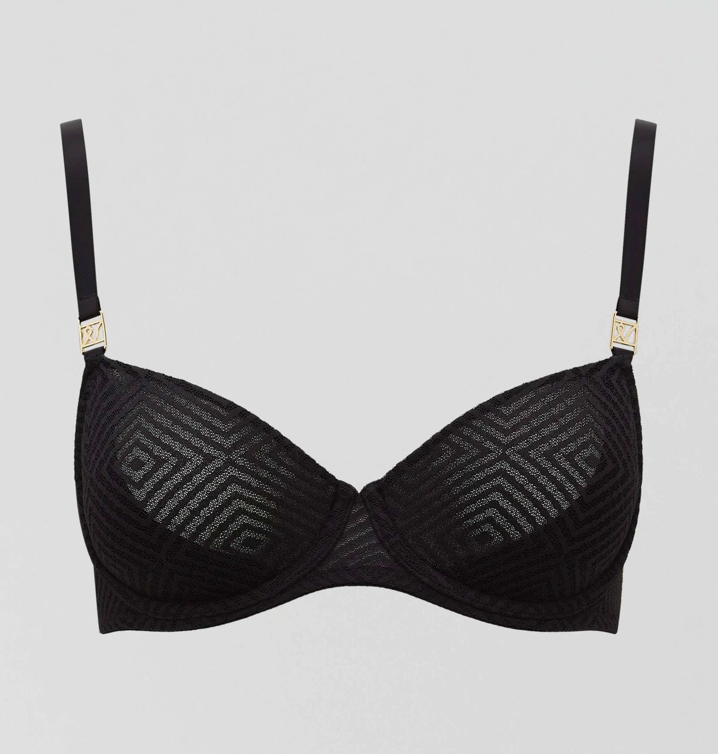 Aztec lace balconette bra [Black]