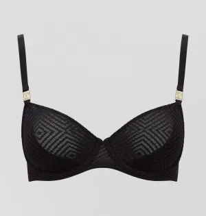 Aztec lace balconette bra [Black]