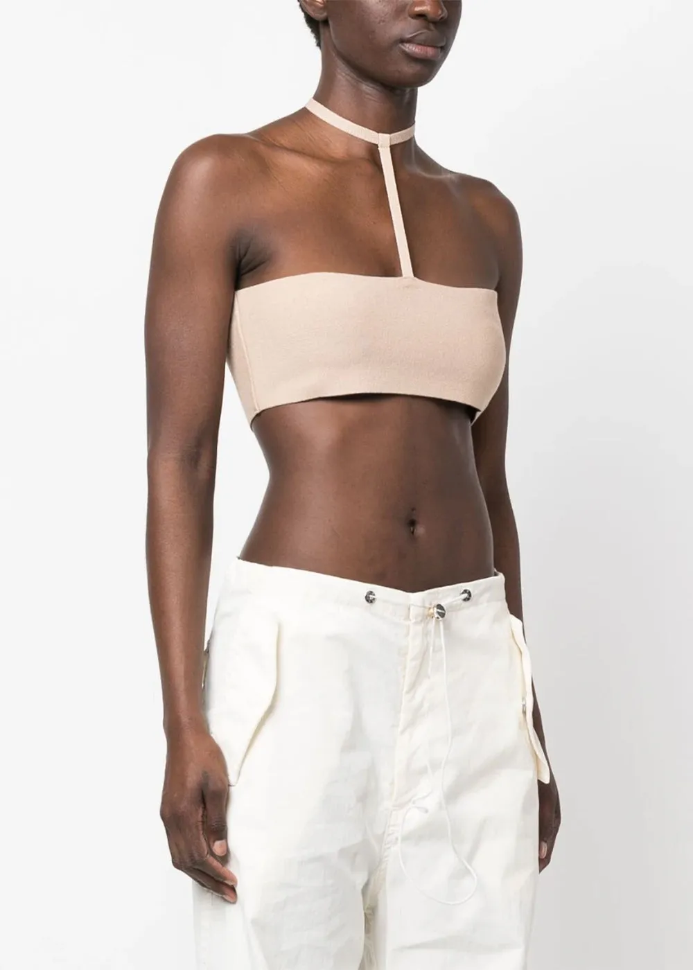 Beige Halterneck Mini Top