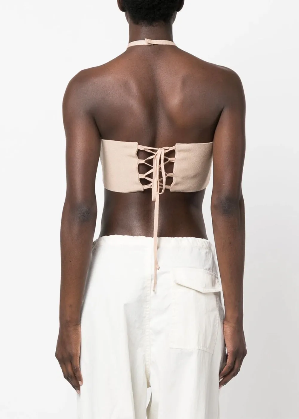 Beige Halterneck Mini Top