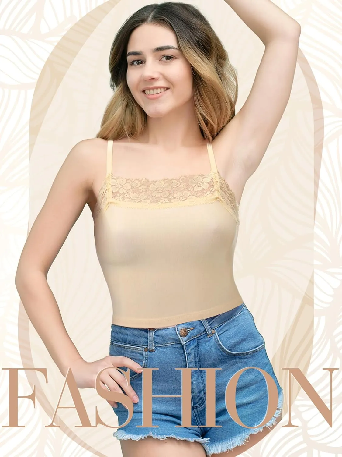 Bencailor 6 Pcs Women's Lace Camisole Spaghetti Strap Bralettes Crop Tops Half Cami Top Bandeau Tank Tops