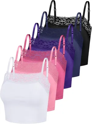 Bencailor 6 Pcs Women's Lace Camisole Spaghetti Strap Bralettes Crop Tops Half Cami Top Bandeau Tank Tops