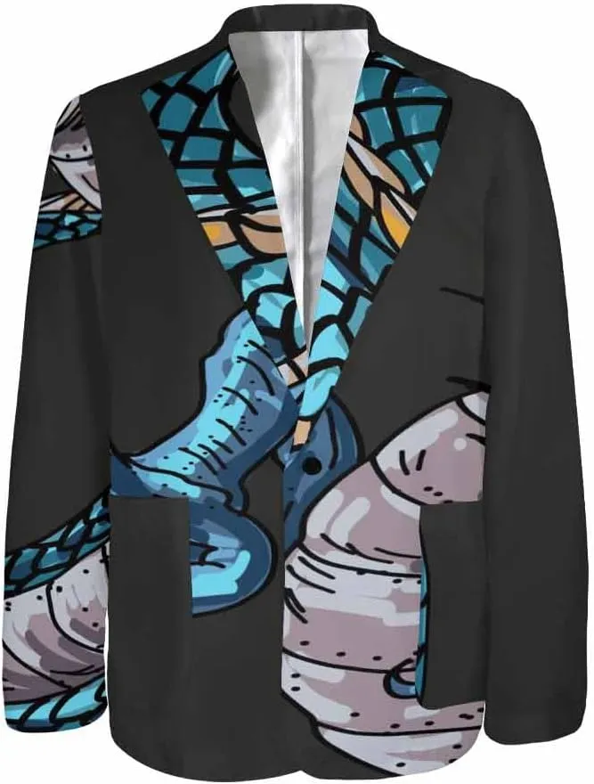 Blazer for Men Blue Dragon Chasing Fireball Men's Blazer Jacket Sports Coats Regular Fit One Buttons Suit Jackets