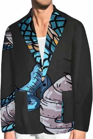 Blazer for Men Blue Dragon Chasing Fireball Men's Blazer Jacket Sports Coats Regular Fit One Buttons Suit Jackets