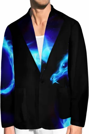 Blazer for Men Blue Dragon Chasing Fireball Men's Blazer Jacket Sports Coats Regular Fit One Buttons Suit Jackets