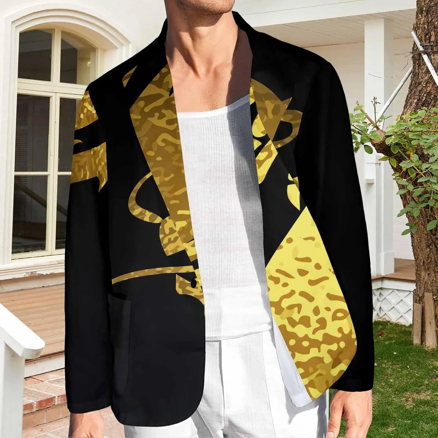 Blazer for Men Blue Dragon Chasing Fireball Men's Blazer Jacket Sports Coats Regular Fit One Buttons Suit Jackets