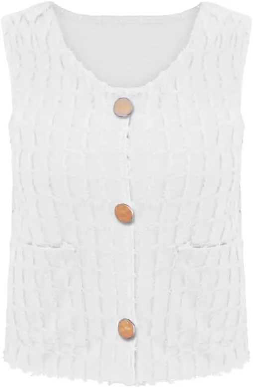 Cardigan Vest Tank Top for Women Button Down Summer Tops Sleeveless Shirts Fashion Streetwear