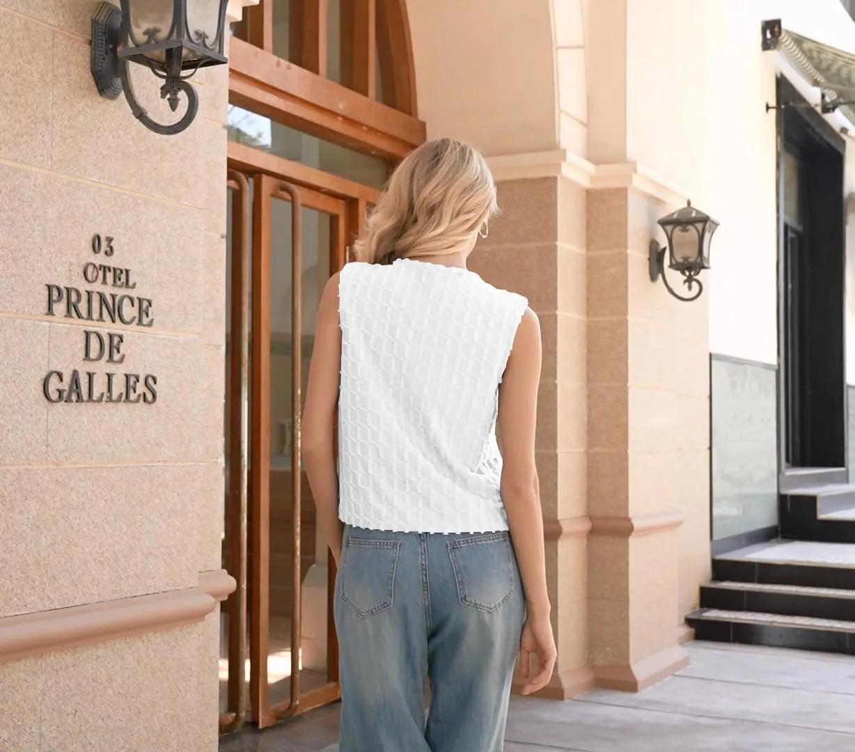 Cardigan Vest Tank Top for Women Button Down Summer Tops Sleeveless Shirts Fashion Streetwear