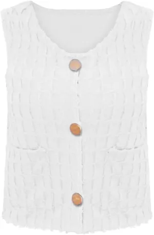 Cardigan Vest Tank Top for Women Button Down Summer Tops Sleeveless Shirts Fashion Streetwear