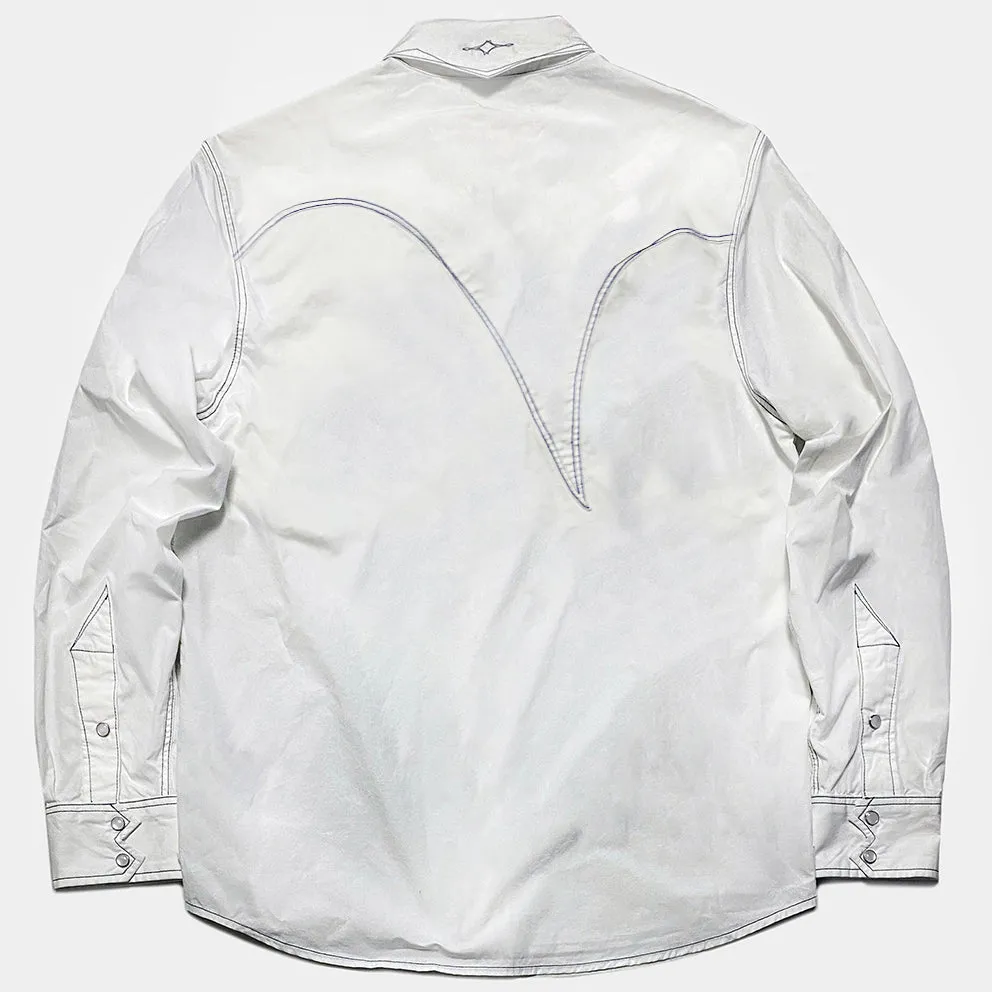 DDL 312R-KALEB V-WB REGULAR FIT 2 POCKET WITH CONTRAST BLUE STITCH WESTERN SHIRT-E0 WHITE