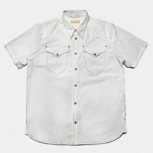 DDL 323RR-DEL TORO V-WB REGULAR FIT 2 POCKET SHORT SLEEVE WESTERN CONTRASTING BLUE STITCH SHIRT-E0 WHITE