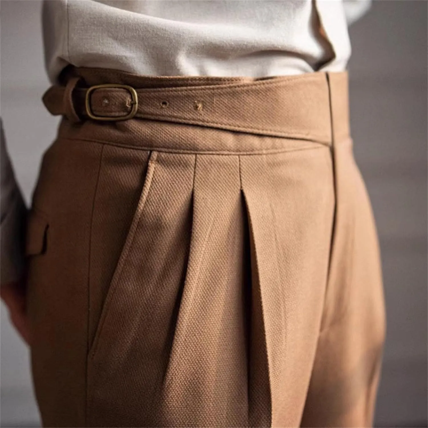 DGHM-JLMY Men's Fashion Slim Fit Dress Pants High Waist Straight Retro Pant Trousers Casual Business Formal Pants