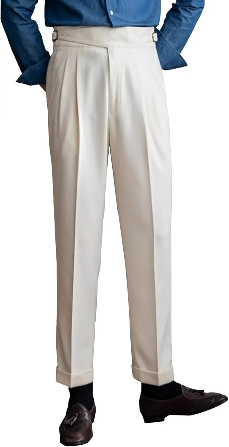 DGHM-JLMY Men's Fashion Slim Fit Dress Pants High Waist Straight Retro Pant Trousers Casual Business Formal Pants