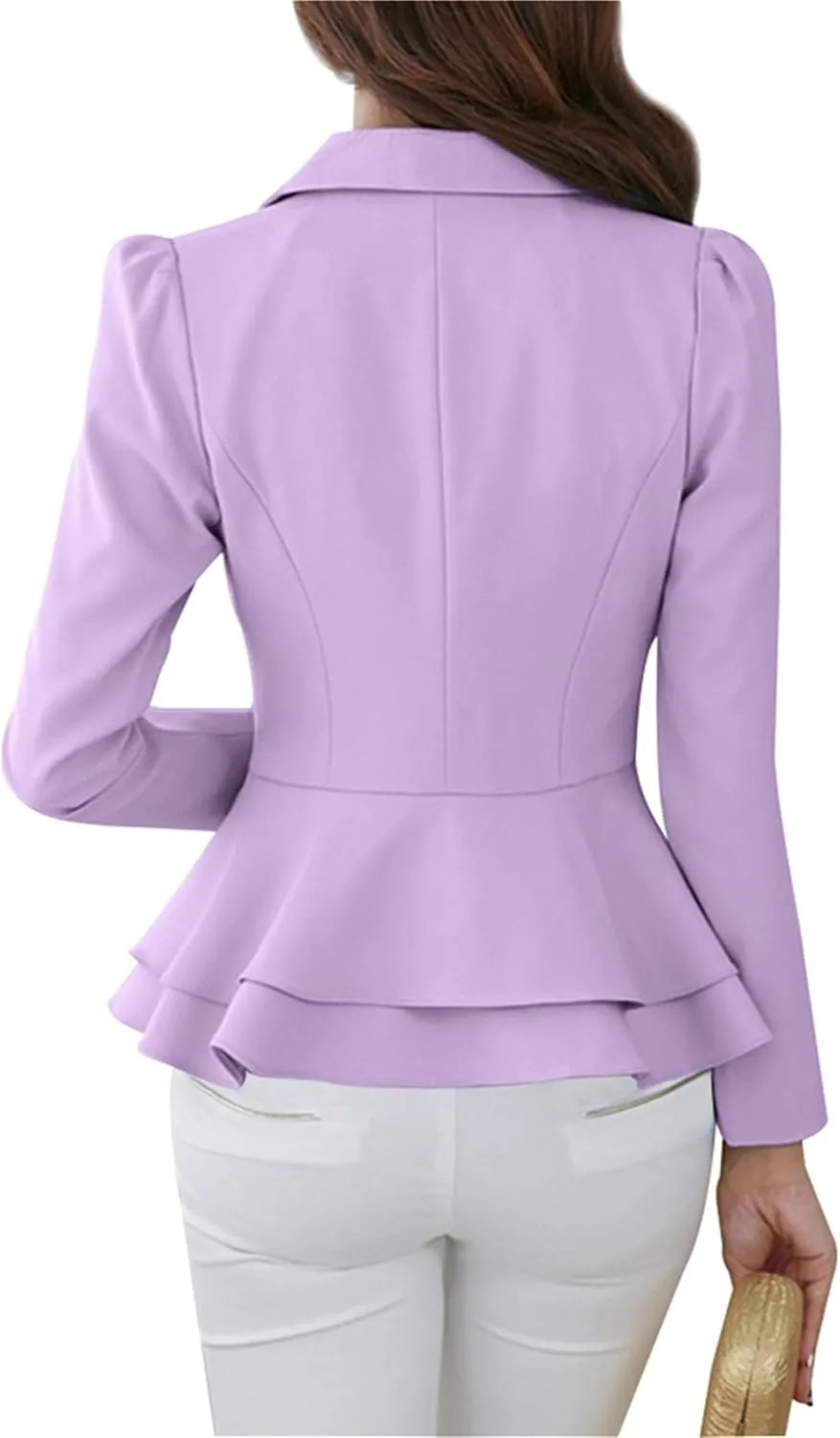 DIACACY Womens Button Down Open Front Blazer Long Sleeve Jacket Solid Color Plus Size Office Coat Blazer