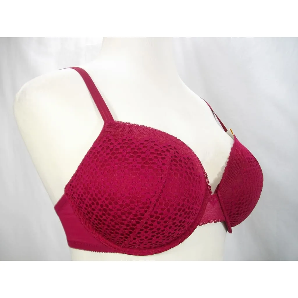 DKNY DK2006 Sheer Lace Lightweight Push Up Underwire Bra 36B Cranberry NWT