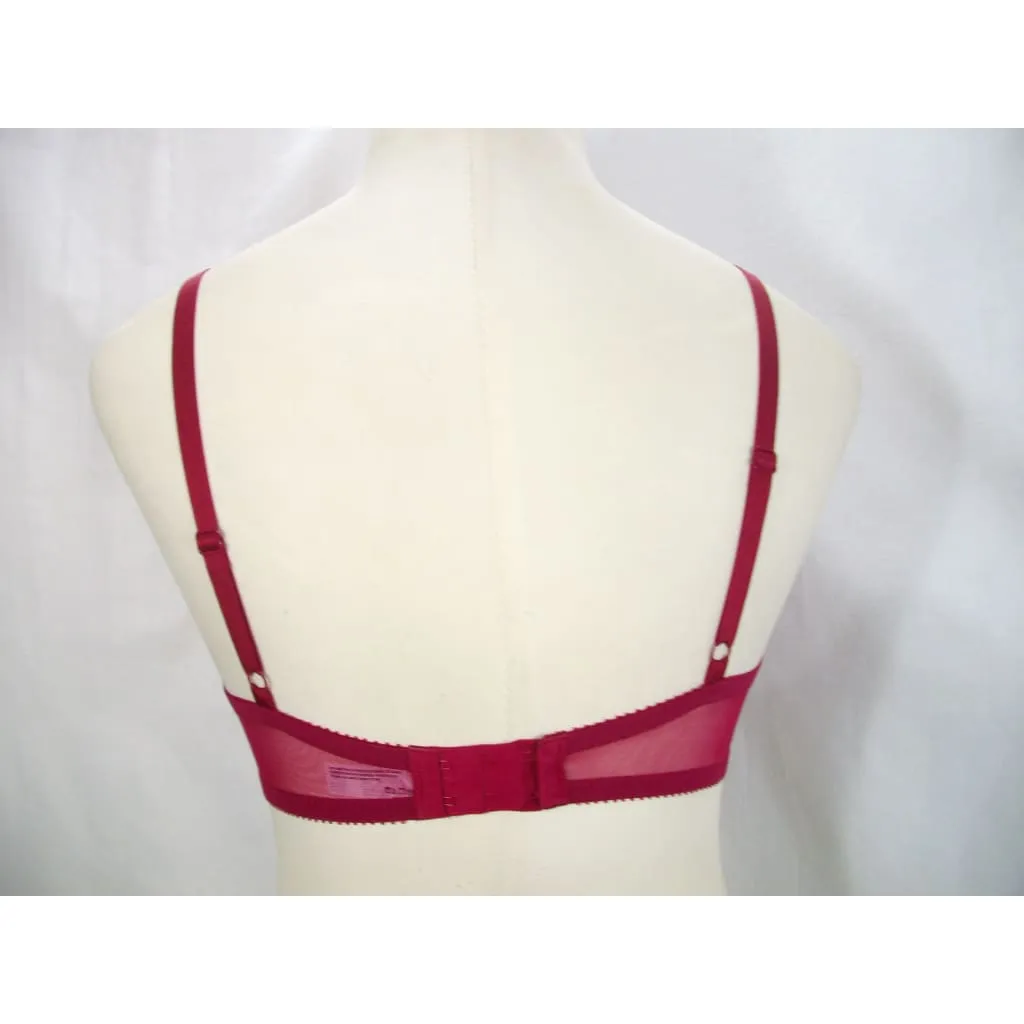 DKNY DK2006 Sheer Lace Lightweight Push Up Underwire Bra 36B Cranberry NWT