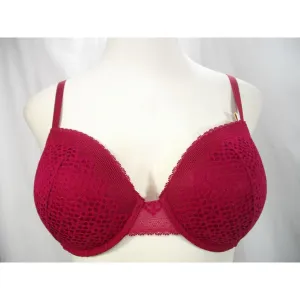DKNY DK2006 Sheer Lace Lightweight Push Up Underwire Bra 36B Cranberry NWT