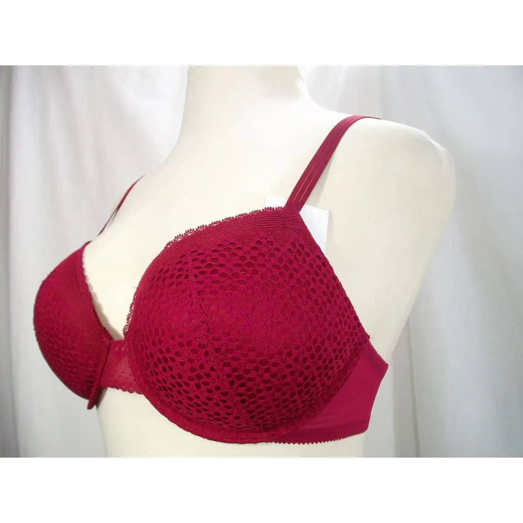 DKNY DK2006 Sheer Lace Lightweight Push Up Underwire Bra 36B Cranberry NWT