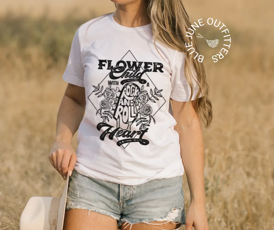 Flower Child Rock n' Roll Heart | Super Soft Boho Tee