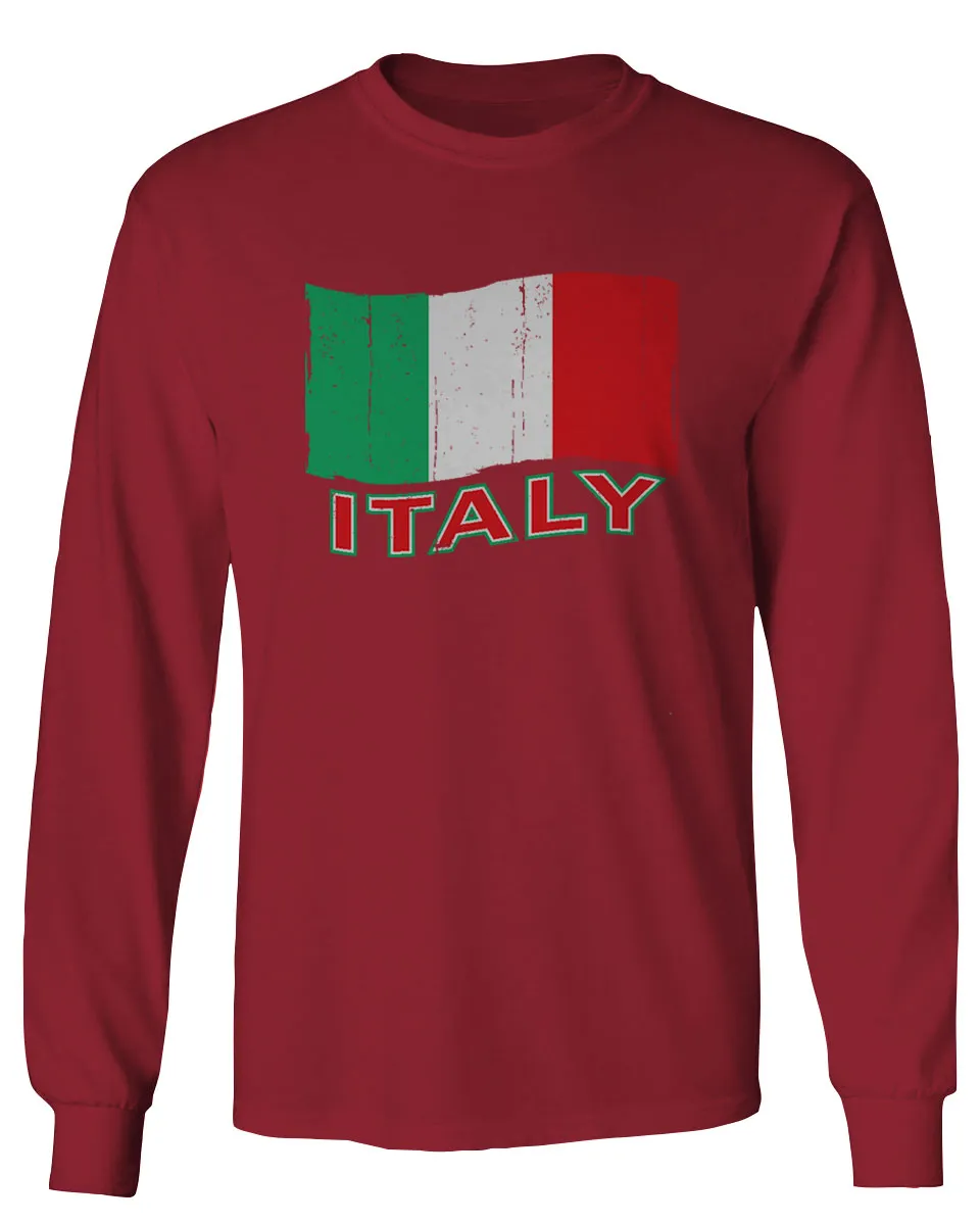 Italia Distressed Italy Flag Italian National Flag Vintage mens Long sleeve t shirt