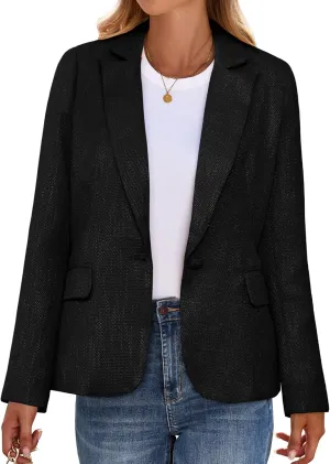 luvamia Tweed Blazers for Women Business Casual Dressy Blazer Jacket Work Suits Office Professional Outfits Long Sleeve