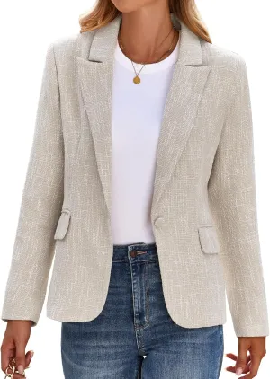 luvamia Tweed Blazers for Women Business Casual Dressy Blazer Jacket Work Suits Office Professional Outfits Long Sleeve