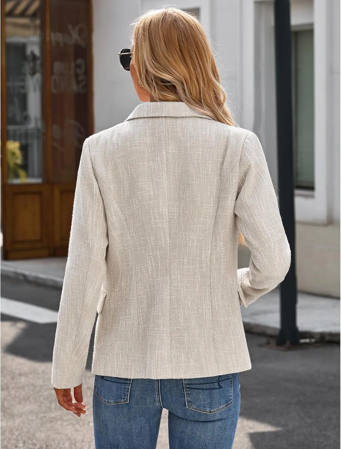 luvamia Tweed Blazers for Women Business Casual Dressy Blazer Jacket Work Suits Office Professional Outfits Long Sleeve