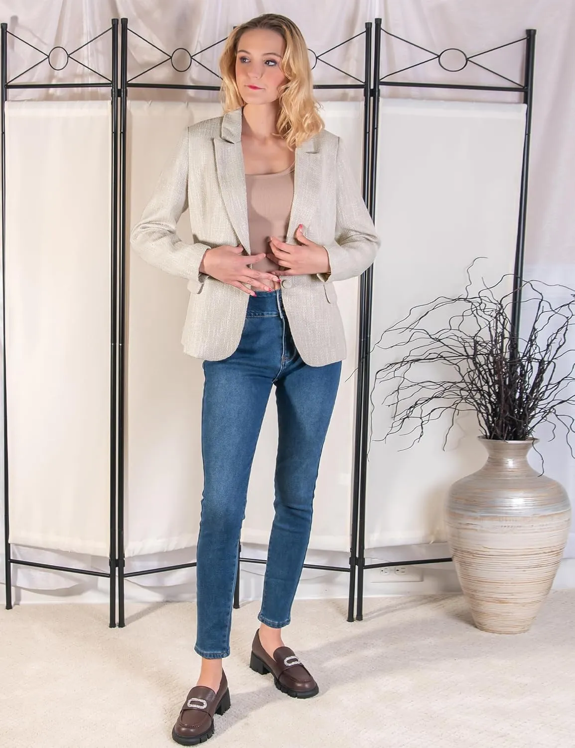 luvamia Tweed Blazers for Women Business Casual Dressy Blazer Jacket Work Suits Office Professional Outfits Long Sleeve