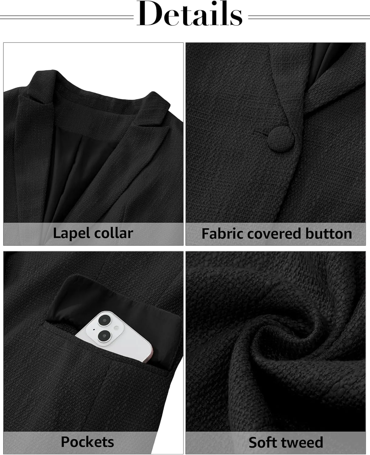 luvamia Tweed Blazers for Women Business Casual Dressy Blazer Jacket Work Suits Office Professional Outfits Long Sleeve