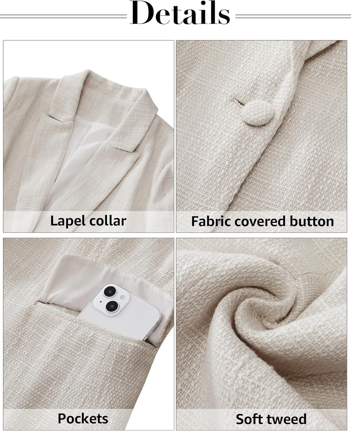 luvamia Tweed Blazers for Women Business Casual Dressy Blazer Jacket Work Suits Office Professional Outfits Long Sleeve