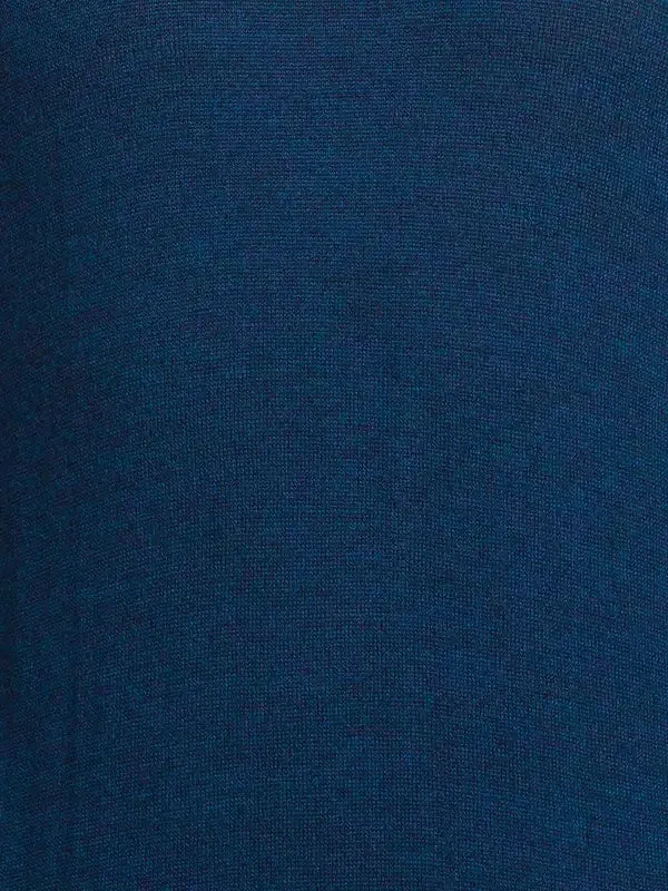 Men Blue Tailored Fit Solid Merino Wool Acrylic Blend Full Sleeve V Neck Collar Sweaters