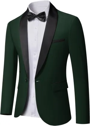 MrSure Men's Casual Blazer One Button Shawl Lapel Jacket, Lightweight Coats for Wedding Party