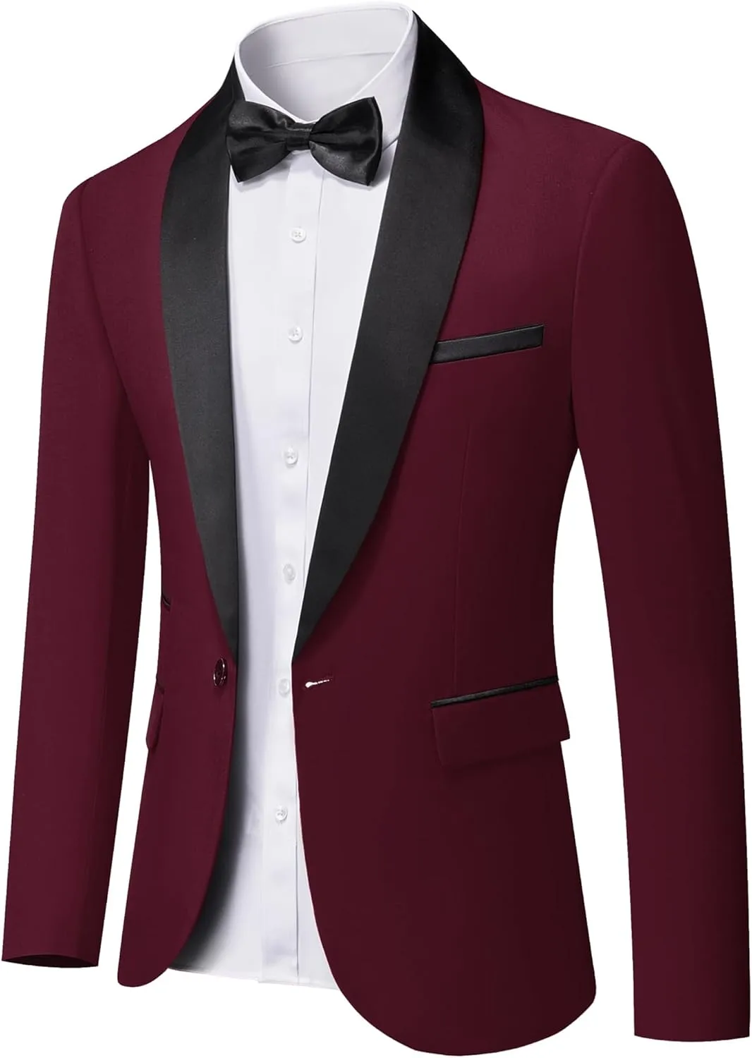 MrSure Men's Casual Blazer One Button Shawl Lapel Jacket, Lightweight Coats for Wedding Party
