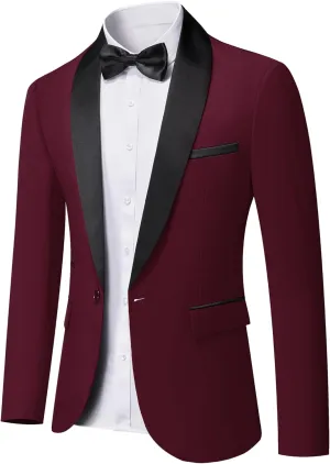 MrSure Men's Casual Blazer One Button Shawl Lapel Jacket, Lightweight Coats for Wedding Party