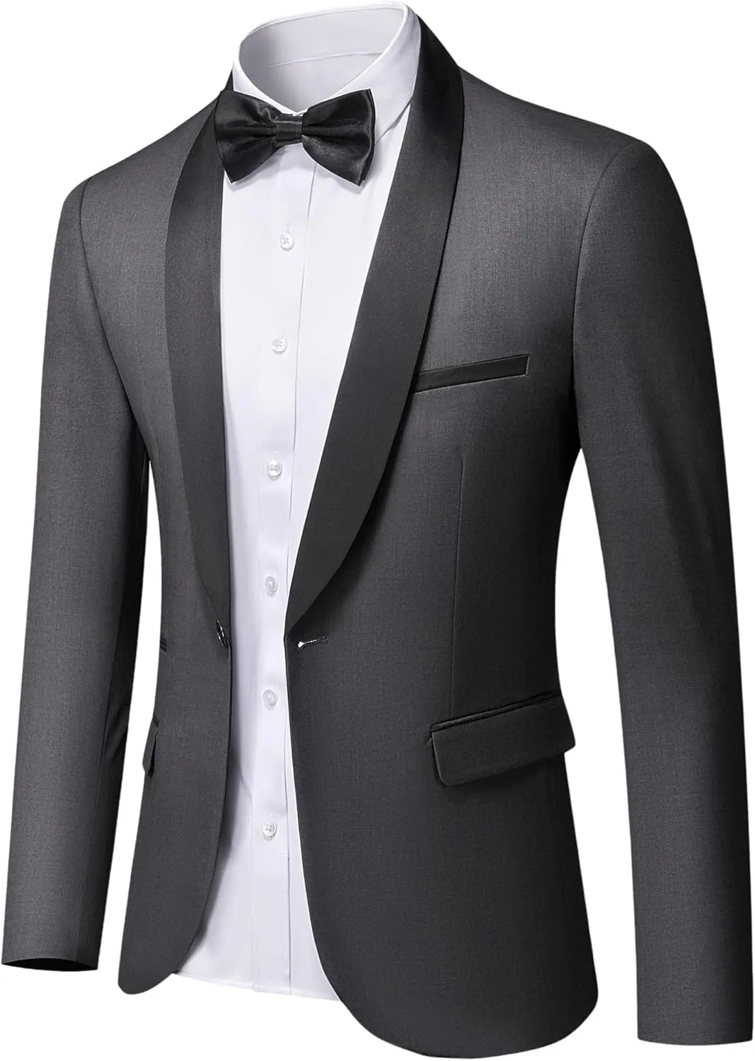 MrSure Men's Casual Blazer One Button Shawl Lapel Jacket, Lightweight Coats for Wedding Party