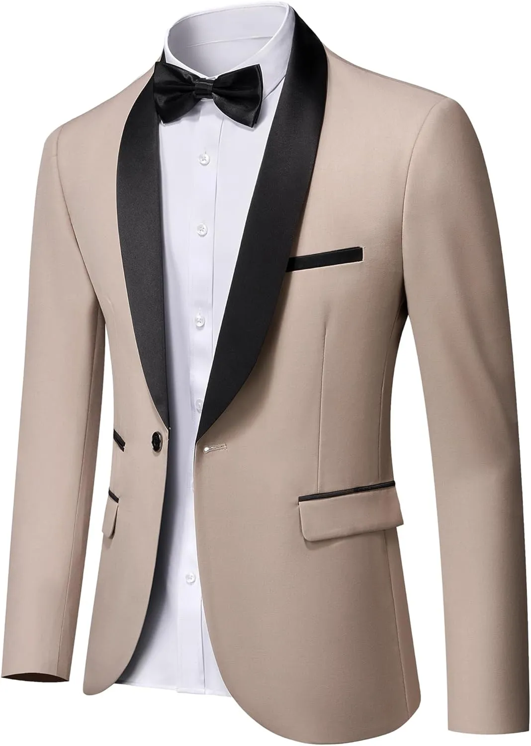 MrSure Men's Casual Blazer One Button Shawl Lapel Jacket, Lightweight Coats for Wedding Party