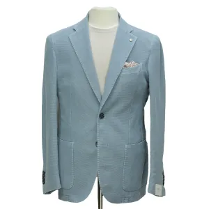 Ocean Blue Solid Cotton-Ramie Unconstructed Sport Jacket - L.B.M. 1911
