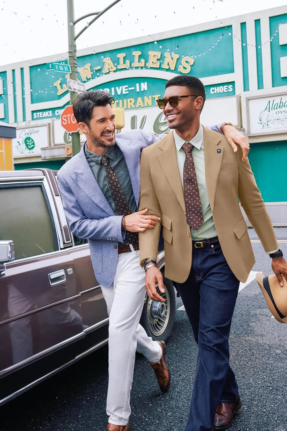 PJ PAUL JONES Men's Sport Coats and Blazers Linen Cotton Blazer Regular Fit 2 Buttons Suit Jacket with Removable Brooch
