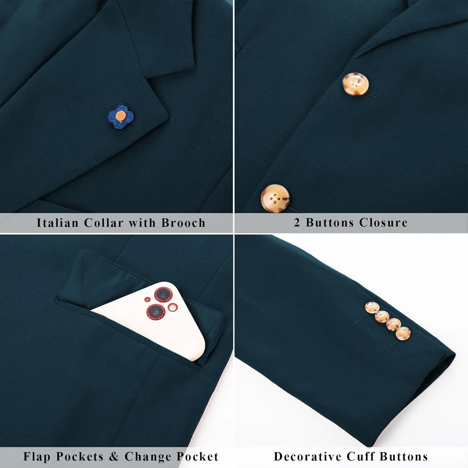 PJ PAUL JONES Men's Sport Coats and Blazers Linen Cotton Blazer Regular Fit 2 Buttons Suit Jacket with Removable Brooch