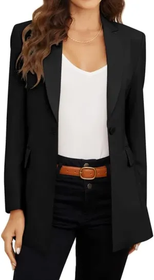 PLOYDIEN Classic Long Blazer Jackets for Women, Elegant Long Sleeve Blazers for Women, Perfect for Business & Casual Wear