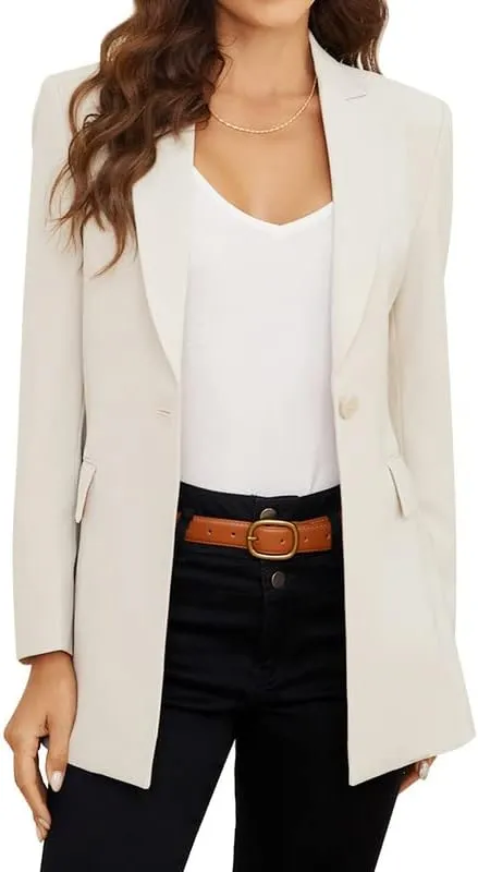 PLOYDIEN Classic Long Blazer Jackets for Women, Elegant Long Sleeve Blazers for Women, Perfect for Business & Casual Wear