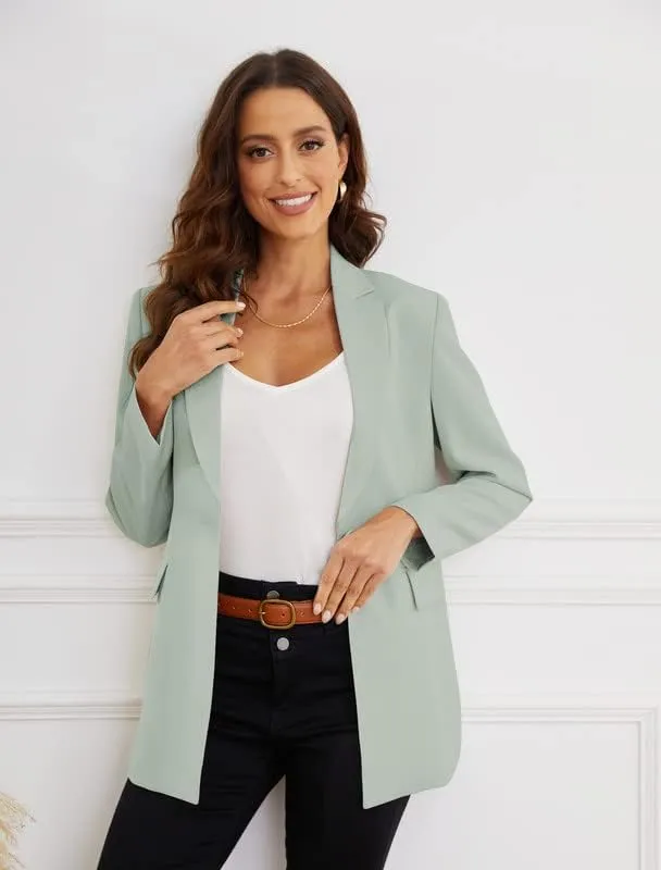 PLOYDIEN Classic Long Blazer Jackets for Women, Elegant Long Sleeve Blazers for Women, Perfect for Business & Casual Wear