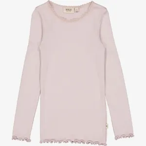 Rib T-Shirt Lace LS - soft lilac