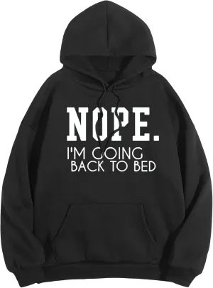SHENHE Women's Slogan Letter Print Long Sleeve Hooded Sweatshirt Pullover Hoodie Tops